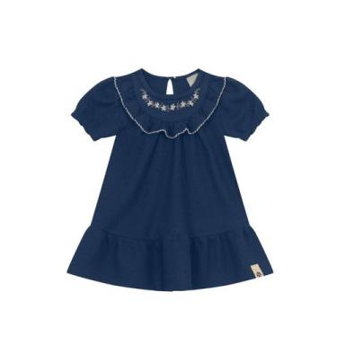 Imagem de Vestido bebê menina com bordado Mundi, G, Azul
