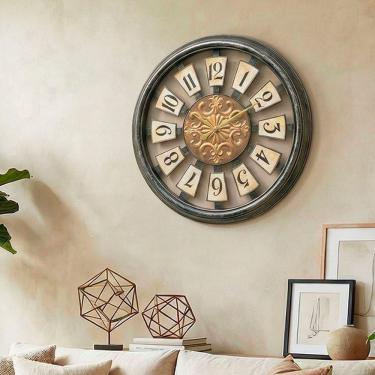 Imagem de Relógio De Parede Vazado Envelhecido Elegante Rustico 35cm