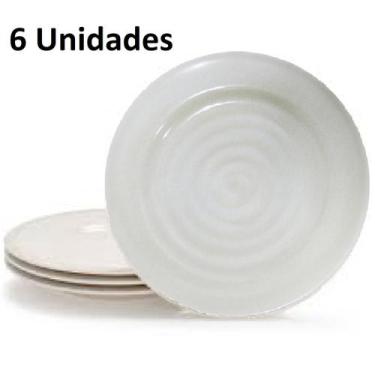 Imagem de Jogo 6 Pratos Raso Refeição em Melamina 25,5cm Luxo Spiral - Fx