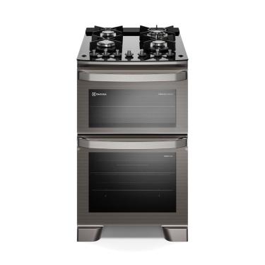 Imagem de Fogão 4 Bocas Electrolux Cinza Experience Mesa De Vidro, 2 Fornos E Perfectcook360 (FE4DG) 110V
