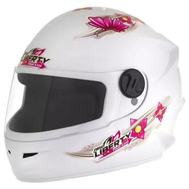 Imagem de Capacete Infantil Liberty For Girls Fechado Branco/rosa - 54