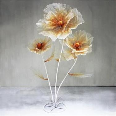 Imagem de Flores grandes de organza artificial - Flores falsas grandes para decoração de corredor, festa, jardim e casamento - Perfeito para decoração elegante e eventos