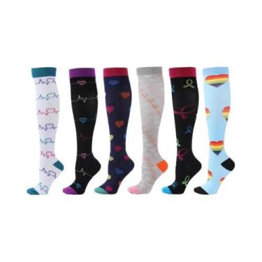 Imagem de Meias De Compressão Florais, Animais E Frutas, 6 Pares Para Homens E M