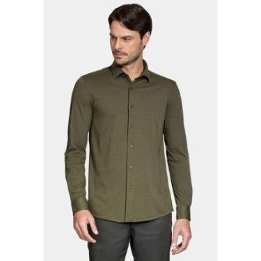 Imagem de Camisa Aramis Manga Longa Slim Piquet de Malha Verde-Masculino