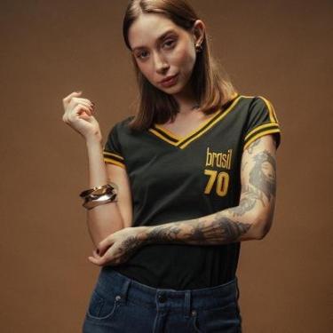 Imagem de Camisa Brasil Retrô Treino 1970 Feminina-Feminino