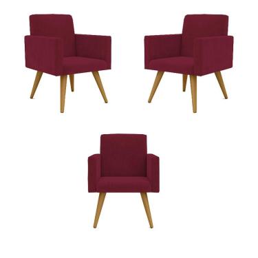 Imagem de Kit 03 Poltronas Nina Decorativa Para Recepção Cor Marsala Cor:marsala