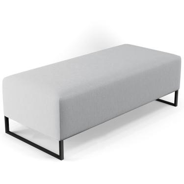 Imagem de Puff Sala De Estar Pés Base Ferro 120x50 Cm Linho Cinza