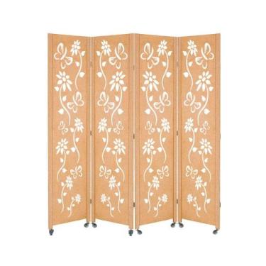 Imagem de 4 Biombo Sanfonado Com Rodinhas E Dobradiças Mdf Cru Folha Painel Divi
