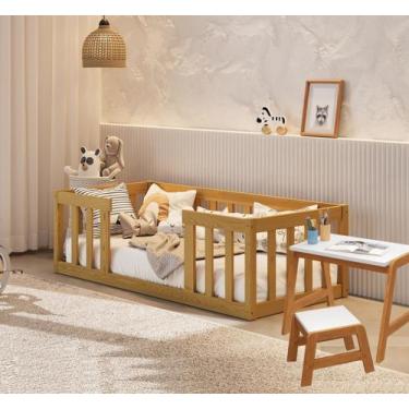 Imagem de Kit Cama Infantil Montessoriana Madeira Luxo Com Colchão e Mesinha e B