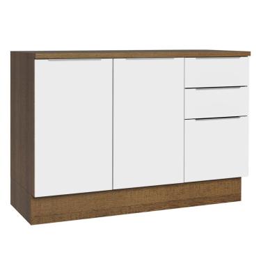 Imagem de Balcão De Pia Cozinha 2 Portas E 3 Gavetas (com Tampo) Rustic/branco Stella Madesa Rustic/branco