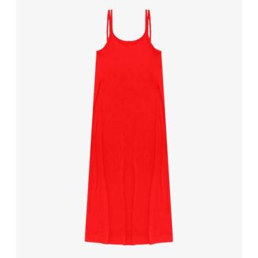 Imagem de Vestido Midi de Alça em Visco Maquinetada Endless Laranja, P, Laranja