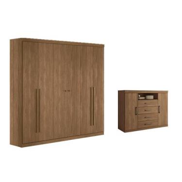Imagem de Guarda Roupa 2 Peças (1GuardaRoupa+1Cômoda) QC376 Jatobá - Santos Andi