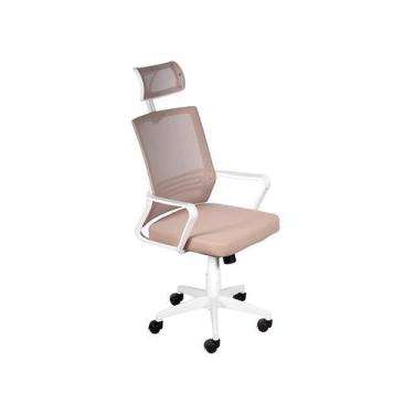 Imagem de Cadeira de Escritório Diretor Lyon Bege e Branca - Modern
