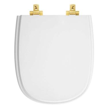 Imagem de Assento Sanitário Laqueado Soft Close Sabatini Branco Para Vaso Icasa Com Ferragem Dourada