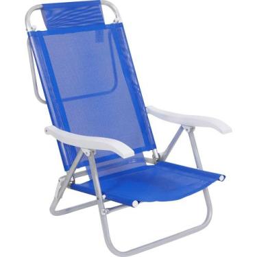 Imagem de Cadeira de Praia Reclinavel Sunny Sannet 6 Posicoes Aluminio Bel Azul