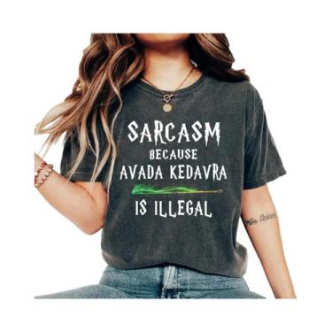 Imagem de Camiseta Feminina Retrô Magic Wand Sarcasm Y2K De Algodão Avada Kedavr