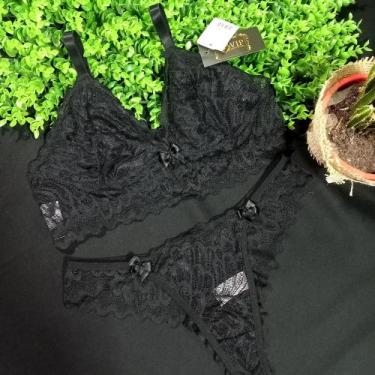 Imagem de Conjunto sem bojo renda - Vip Moda intima , Preto