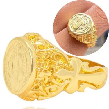 Imagem de Anel Masculino Ouro De São Bento Banhado a Ouro 24k Dedeira - Tropical