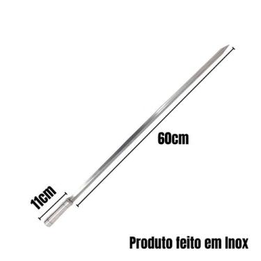 Imagem de 4x Espetos Inox Lâmina 60cm Espada e Duplo P/ Churrasqueira - LAURINDO