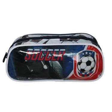 Imagem de Estojo Escolar Infantil Juvenil Futebol Copa Soccer Jogo - luxcel, azu
