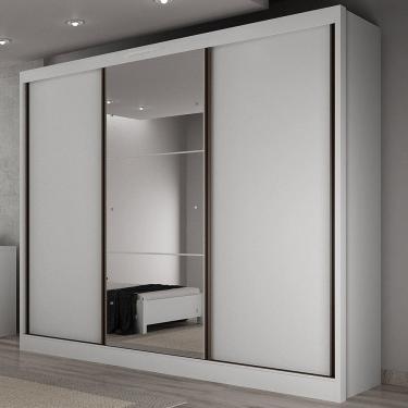 Imagem de Guarda-Roupa Casal Japão 3 Portas 8 Gavetas 100% Mdf com Espelho Neve - Pnr Móveis