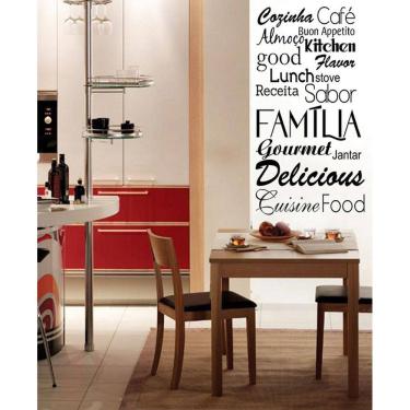 Imagem de Adesivo Decorativo De Parede Frase Cozinha Cafe Família