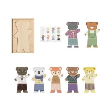 Imagem de Quebra-Cabeça Educacional Infantil 3D De Madeira Com Animais Em Desenh