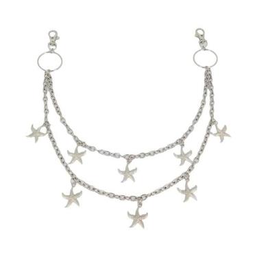 Imagem de Cinto De Jeans Unissex Com Corrente De Bolsa Geométrica Em Metal Estil