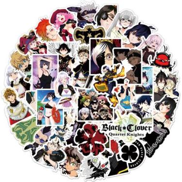 Imagem de Adesivos pretos, trevos, anime, 50 peças, PVC, impermeável - yiweisai