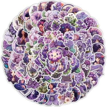 Imagem de Adesivos: violetas, flores, plantas, vinil impermeável, 100 unidades -