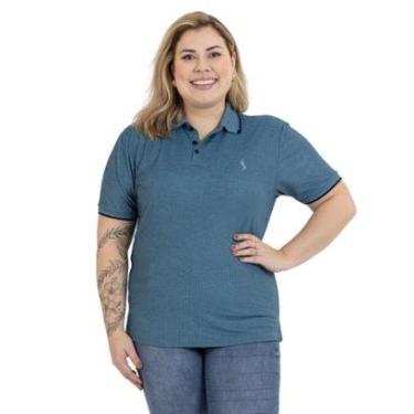 Imagem de Camisa Polo Plus Size Feminina Botões Dia a Dia Trabalho-Feminino