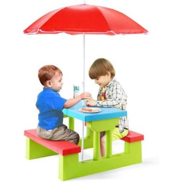 Imagem de Mesa de piquenique INFANS Kids com guarda-chuva para 4 crianças (verme