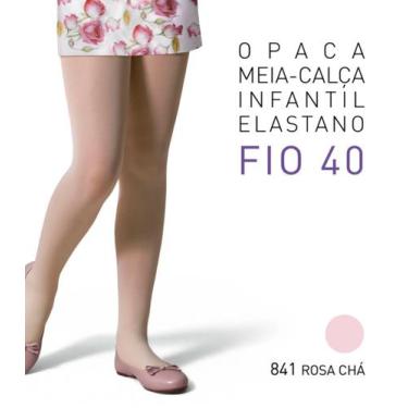 Imagem de Meia Calça Infantil Fio 40 Selene Rosa, M, Rosa