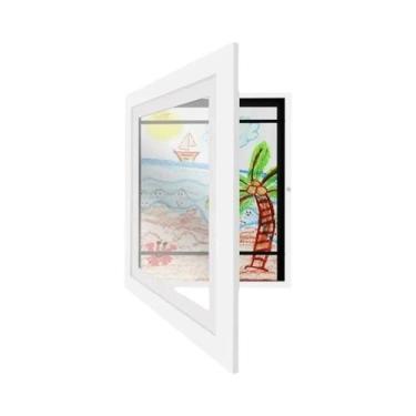 Imagem de Porta-Retrato Magnético De Madeira A4 Com Tampa Para Exibição De Arte 