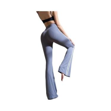 Imagem de Calças Legging De Yoga Femininas De Cintura Alta Com Perna Larga E Bar