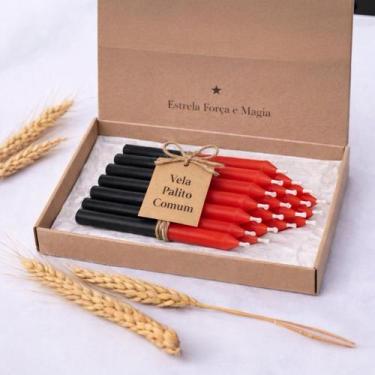 Imagem de Vela Preta x Vermelha Palito Comum Bicolor 1 kg  Proteção, Força Espir