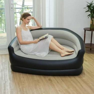 Imagem de Sofá Inflável 2 Lugares Cadeira Assento Poltrona Encosto Descanso Espr