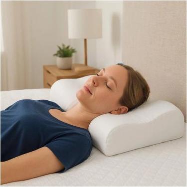 Imagem de Travesseiro Cervical Ortopédico Apoio Pescoço Conforto Dormir Fronha A
