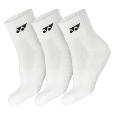 Imagem de Meia Yonex Cano Médio 38 ao 42 Pack Com 03 Pares Branco