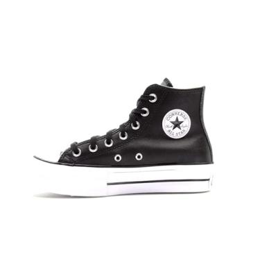 Imagem de Converse Tênis feminino unissex Chuck Taylor All Star Seasonal 2019 cano alto, Preto/Preto/Branco, 8.5 Women/6.5 Men