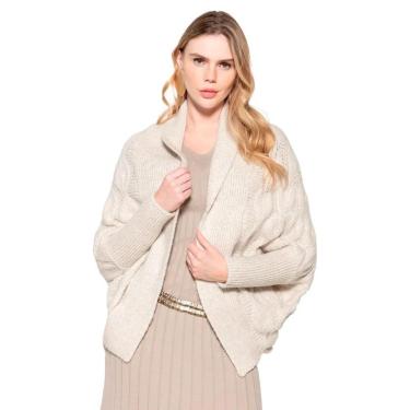 Imagem de Casaco Feminino Biamar Amplo com Tranças Bege Claro-Feminino