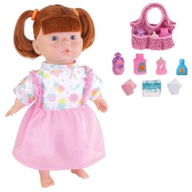 Imagem de Boneca Reborn Marcelle Ruiva Fala 60 Frases +Bolsinha Boneca - Milk Br