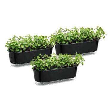Imagem de Kit 3 Jardineira Vaso Autoirrigável Floreira Horta Flor Chá Raiz Preto