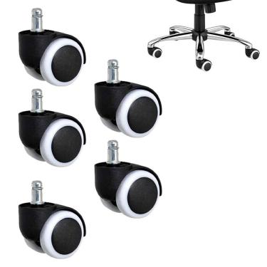 Imagem de Rodinha Giratoria de Cadeira Para Escritorio Kit 5 Uni Resistente Home Office Casa Trabalho Estudo Quarto
