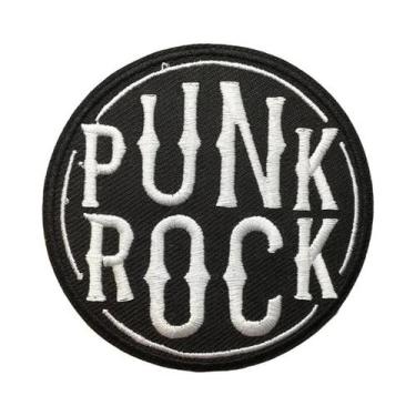 Imagem de Patches De Bordado De Caveira Punk Preto E Branco Para Roupa, Termocol