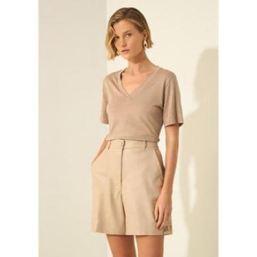 Imagem de Shorts De Cintura Alta Em Tecido Com Brilho E Linho-Feminino