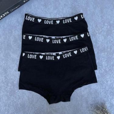 Imagem de Kit c/3 Calcinha Box Feminina Algodão Confortável   - Like4you, GG, Pr