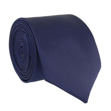 Imagem de Gravata Slim Social OEM Listrada em 100% Poliéster 1 e 40cm a 1 e 50cm Azul Marinho para Evento Masculino