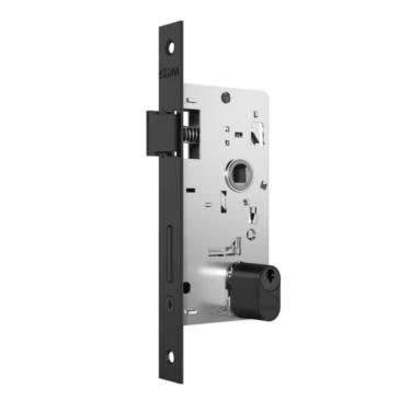 Imagem de Fechadura Classic 3200 Externa com Roseta Quadrada de Embutir com Chave para Porta de Madeira Zamac Black