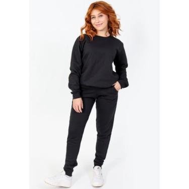 Imagem de Conjunto Moletom Careca Feminino BLUSA E CALÇA - Castom Shop, Preto, P